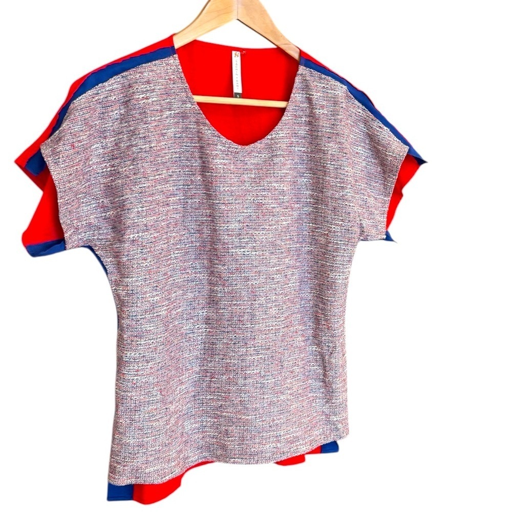 Sachin + Babi S EUC ribbon Red and Blue Blouse